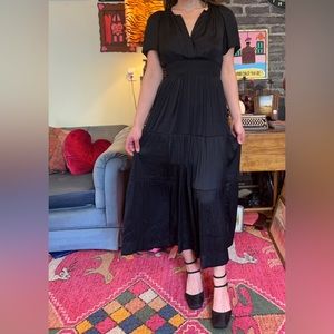 Washable Stretch Silk Tiered Maxi Dress - Size M